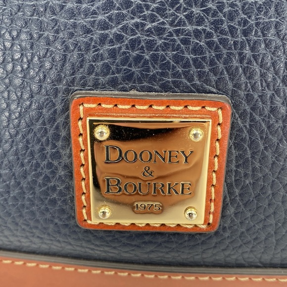 Dooney & Bourke Pebble Grain Domed Satchel Leather 2 Tone Blue Brown Casual - Picture 2 of 13